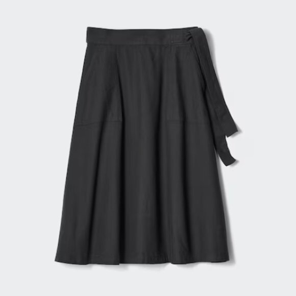 Uniqlo x JW Anderson, Linen Blend Belted Flared Skirt, Black, M - Picture 1 of 4